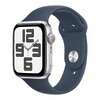 Apple Watch SE 2 (2023) GPS 40mm Silver Aluminum Case with Storm Blue Sport Band - M/L (MRE23)