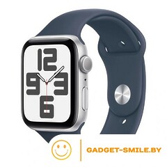 Apple Watch SE 2 (2023) GPS 44mm Silver Aluminum Case with Storm Blue Sport Band - M/L (MREE3)
