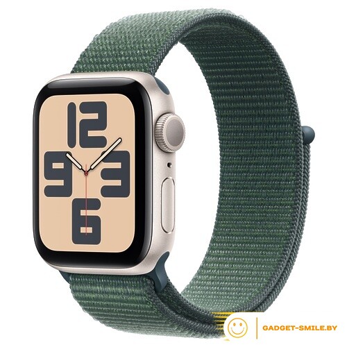 Apple Watch SE 2 (2024) GPS 40mm Starlight Aluminium Case with Lake Green Sport Loop Band - (MXEH3)