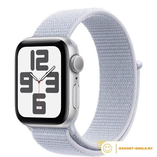 Apple Watch SE 2 (2024) GPS 44mm Silver Aluminium Case with Blue Cloud Sport Loop Band - (MXET3)