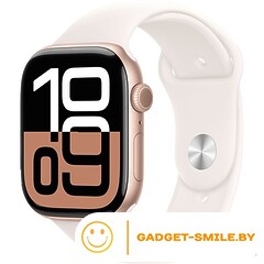 Apple Watch Series 10 GPS 46mm Rose Gold Aluminum Case with Light Blush Sport Band - M/L (MWWU3)