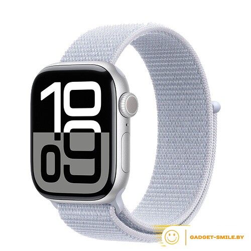 Apple Watch Series 10 GPS 46mm Silver Aluminum Case with Blue Cloud Sport Loop (MWWN3)