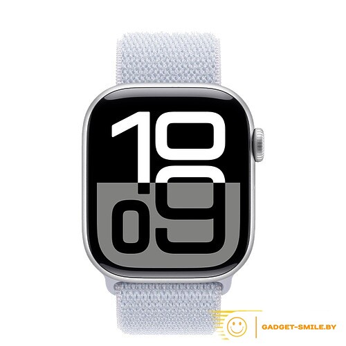 Apple Watch Series 10 GPS 46mm Silver Aluminum Case with Blue Cloud Sport Loop (MWWN3)