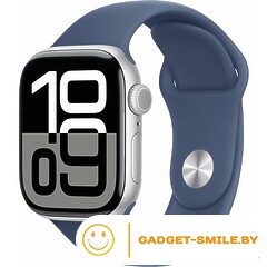 Apple Watch Series 10 GPS 46mm Silver Aluminum Case with Denim Sport Band - M/L (MWWM3)