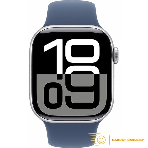 Apple Watch Series 10 GPS 46mm Silver Aluminum Case with Denim Sport Band - S/M (MWWL3)