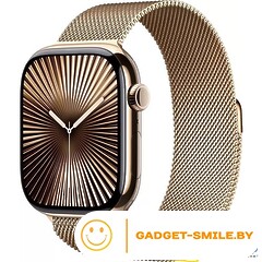 Apple Watch Series 10 GPS + Cellular 42mm Gold Titanium Case with Gold Milanese Loop (MX083)