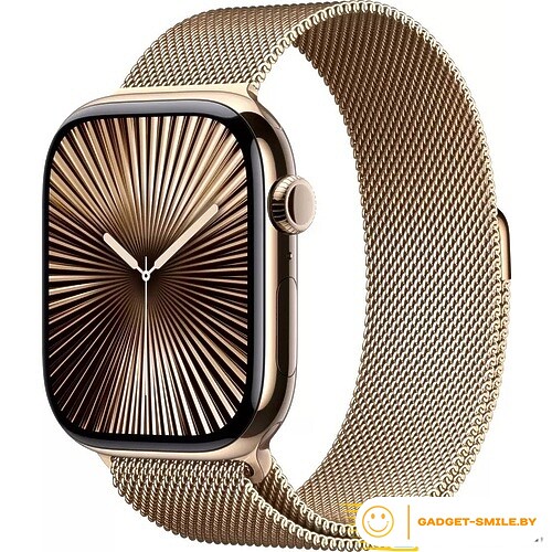 Apple Watch Series 10 GPS + Cellular 42mm Gold Titanium Case with Gold Milanese Loop (MX083)