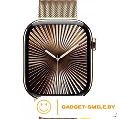 Apple Watch Series 10 GPS + Cellular 46mm Gold Titanium Case with Gold Milanese Loop - S/M (MC7T4)