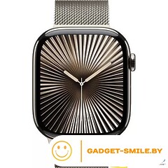 Apple Watch Series 10 GPS + Cellular 46mm Natural Titanium Case with Natural Milanese Loop - M/L (MWYC3)