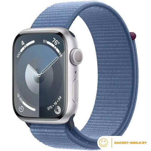 Apple Watch Series 9 GPS 41mm Silver Aluminum Case with Storm Blue Sport Loop (MR923)