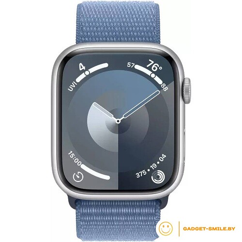 Apple Watch Series 9 GPS 41mm Silver Aluminum Case with Storm Blue Sport Loop (MR923)