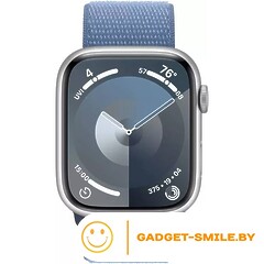 Apple Watch Series 9 GPS 45mm Silver Aluminum Case with Storm Blue Sport Loop (MR9F3)