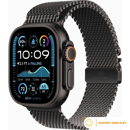 Apple Watch Ultra 2 2024 GPS + Cellular 49mm Black Titanium Case with Black Titanium Milanese Loop - L (MX5V3)