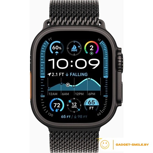 Apple Watch Ultra 2 2024 GPS + Cellular 49mm Black Titanium Case with Black Titanium Milanese Loop - M (MX5U3)