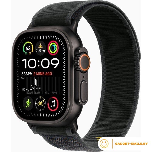 Apple Watch Ultra 2 2024 GPS + Cellular 49mm Black Titanium Case with Black Trail Loop - M/L (MX4V3)