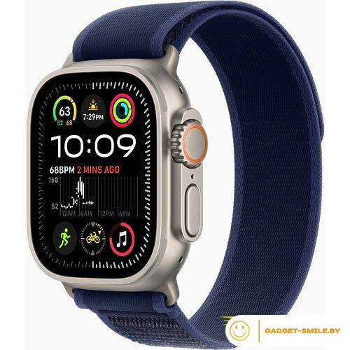 Apple Watch Ultra 2 2024 GPS + Cellular 49mm Natural Titanium Case with Blue Trail Loop - M/L (MX4L3)