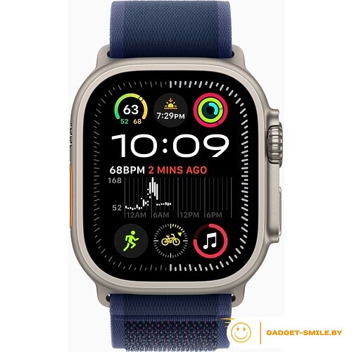 Apple Watch Ultra 2 2024 GPS + Cellular 49mm Natural Titanium Case with Blue Trail Loop - M/L (MX4L3)