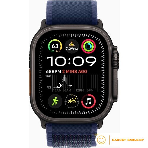 Apple Watch Ultra 2 2024 GPS + Cellular 49mm Black Titanium Case with Blue Trail Loop - M/L (MYQ83)