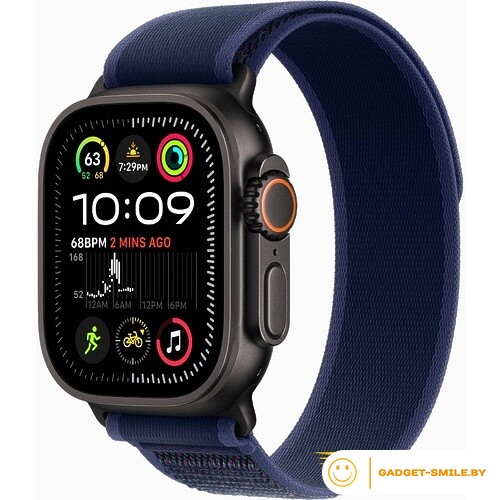 Apple Watch Ultra 2 2024 GPS + Cellular 49mm Black Titanium Case with Blue Trail Loop - S/M (MYQ73)