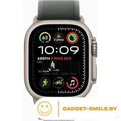 Apple Watch Ultra 2 2024 GPS + Cellular 49mm Natural Titanium Case with Green Trail Loop - M/L (MXTP3)