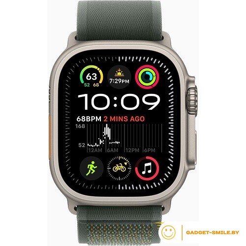 Apple Watch Ultra 2 2024 GPS + Cellular 49mm Natural Titanium Case with Green Trail Loop - M/L (MXTP3)