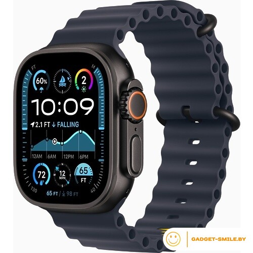 Apple Watch Ultra 2 2024 GPS + Cellular 49mm Black Titanium Case with Navy Ocean Band (MYPA3)
