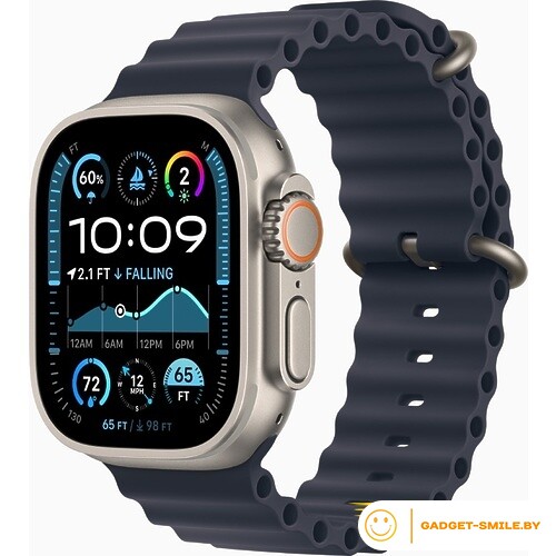 Apple Watch Ultra 2 2024 GPS + Cellular 49mm Natural Titanium Case with Navy Ocean Band (MX4D3)