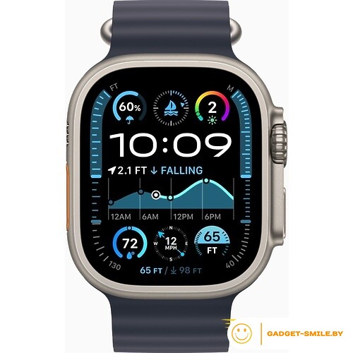 Apple Watch Ultra 2 2024 GPS + Cellular 49mm Natural Titanium Case with Navy Ocean Band (MX4D3)