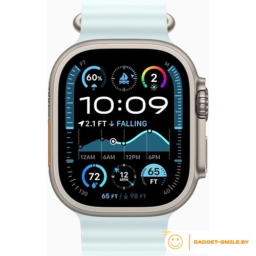 Apple Watch Ultra 2 2024 GPS + Cellular 49mm Natural Titanium Case with Ice Blue Ocean Band (MXTF3)