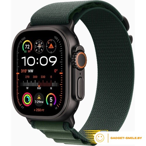 Apple Watch Ultra 2 2024 GPS + Cellular 49mm Black Titanium Case with Dark Green Alpine Loop - M (MX4R3)