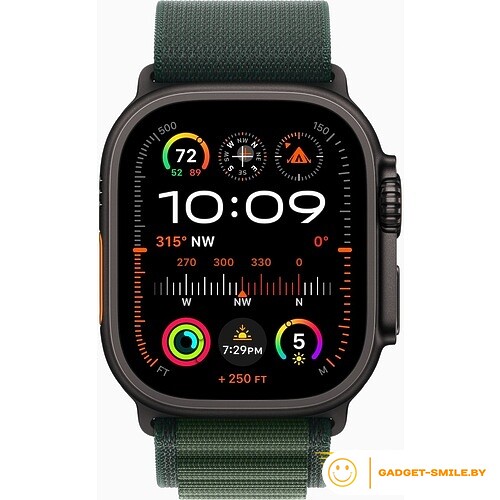 Apple Watch Ultra 2 2024 GPS + Cellular 49mm Black Titanium Case with Dark Green Alpine Loop - M (MX4R3)