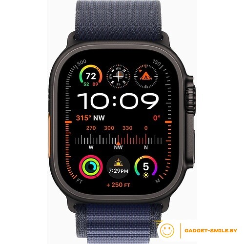 Apple Watch Ultra 2 2024 GPS + Cellular 49mm Black Titanium Case with Navy Alpine Loop - S (MYPW3)