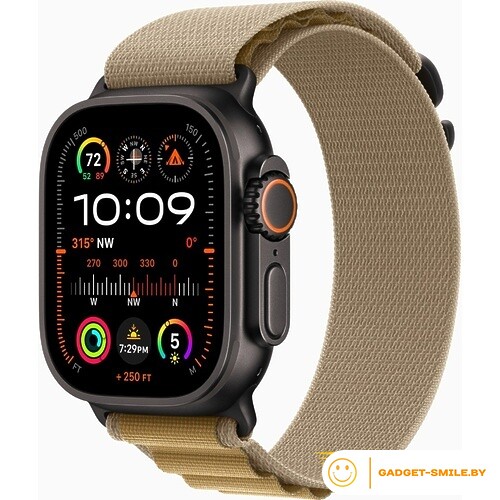 Apple Watch Ultra 2 2024 GPS + Cellular 49mm Black Titanium Case with Tan Alpine Loop - L (MYQ23)