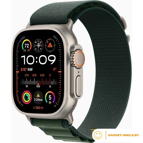 Apple Watch Ultra 2 2024 GPS + Cellular 49mm Natural Titanium Case with Dark Green Alpine Loop - L (MXMW3)