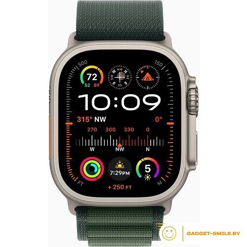 Apple Watch Ultra 2 2024 GPS + Cellular 49mm Natural Titanium Case with Dark Green Alpine Loop - L (MXMW3)
