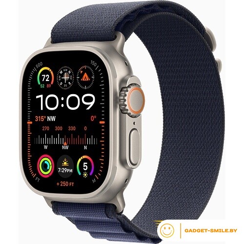 Apple Watch Ultra 2 2024 GPS + Cellular 49mm Natural Titanium Case with Navy Alpine Loop - S (MXMX3)