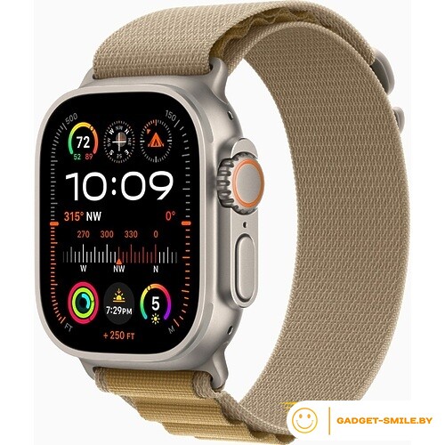 Apple Watch Ultra 2 2024 GPS + Cellular 49mm Natural Titanium Case with Tan Alpine Loop - M (MX4F3)