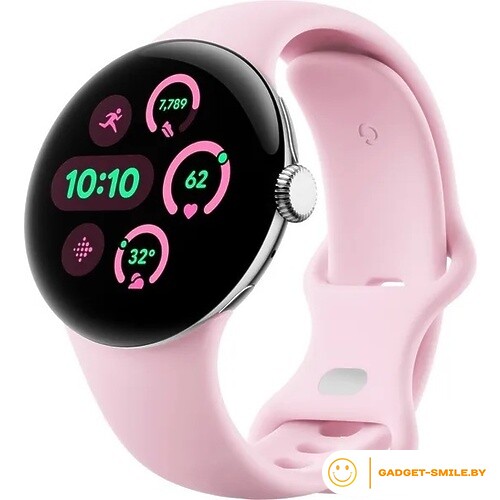 Google Pixel Watch 3 LTE 41мм Глянцевый серебристый / розовый кварц (Polished Silver / Rose Quartz)